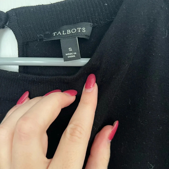 Talbots Black Cotton Short Sleeve NWOT - Picture 2 of 3